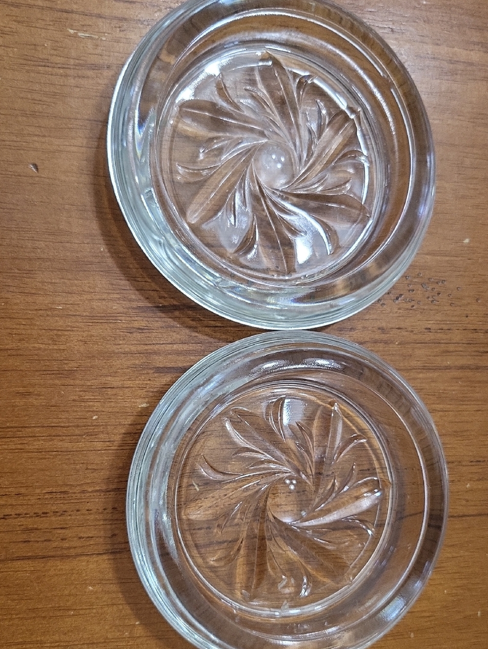 Clear Glass Ashtray Pair with Swirl Pattern